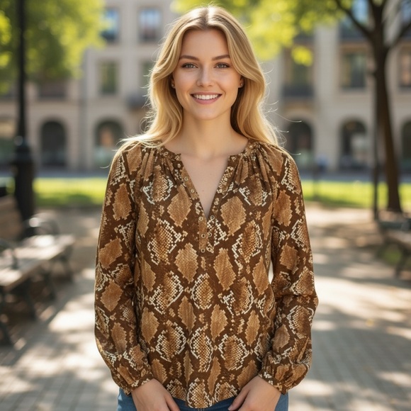 Michael Michael KORS | Basics Python Print Blouse NWOT - Picture 13 of 13